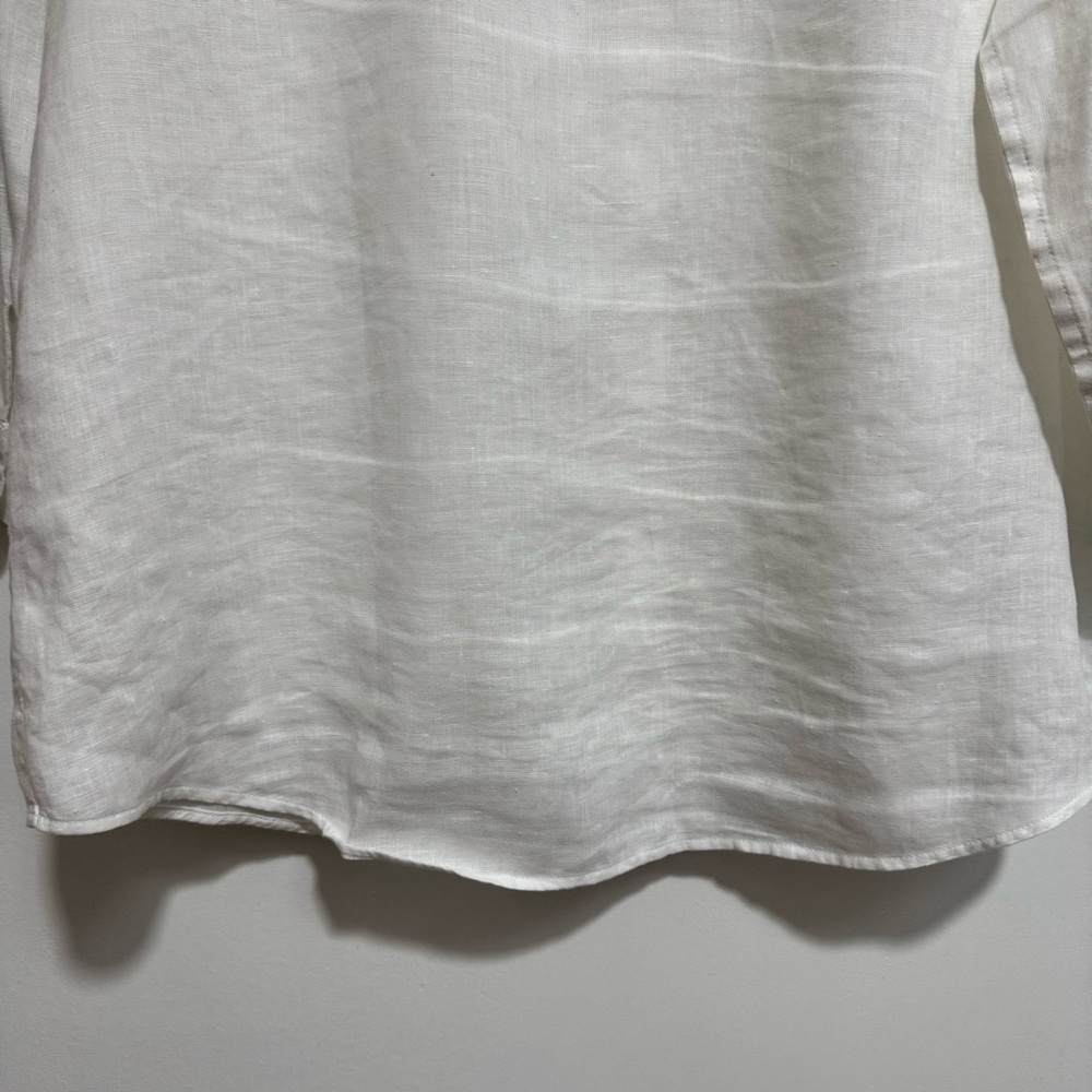 Chico’s No Iron 100% Linen Button Down Shirt Women Large Classic White - Picture 9 of 13